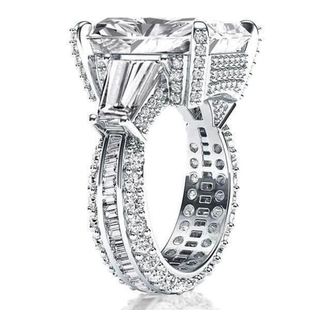 🍁 Princess Cut 4A CZ Micro Moissanite Ring for Women, FB16FA1096 - Picture 2 of 3